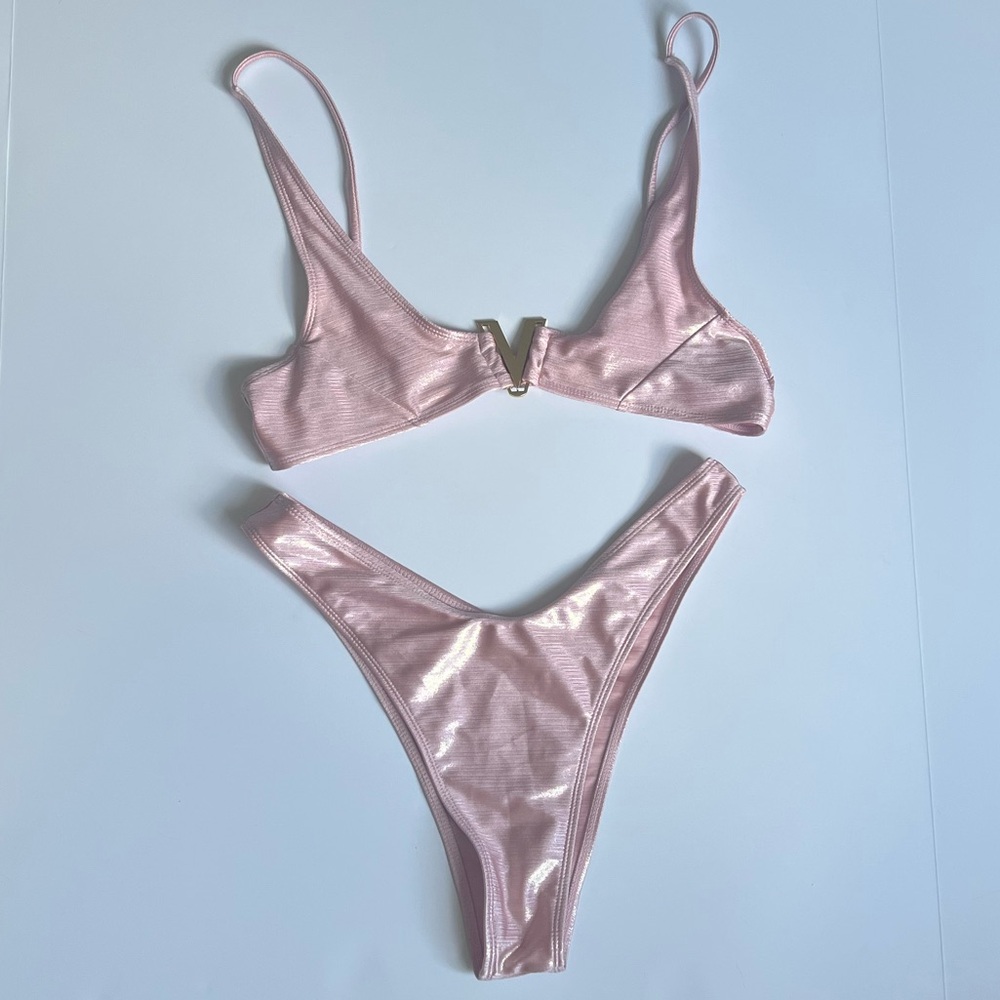 Pink Metallic Bikini Set